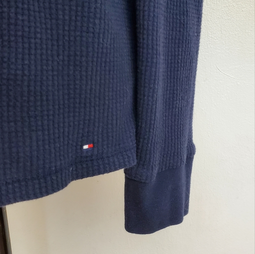 Tommy Hilfiger Henley Top Women’s XL Navy Waffle Knit Long Sleeve Pullover - Picture 6 of 12
